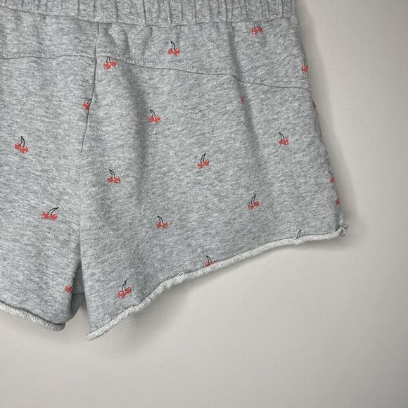 BETSEY JOHNSON Shorts Women Large Cherries Jubilee Gray Raw Hem Sweat Terry - Picture 10 of 13